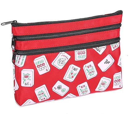 Mah Jongg Red Color Tiles 3 Zipper Mah Jong Purse for Mahjong Card