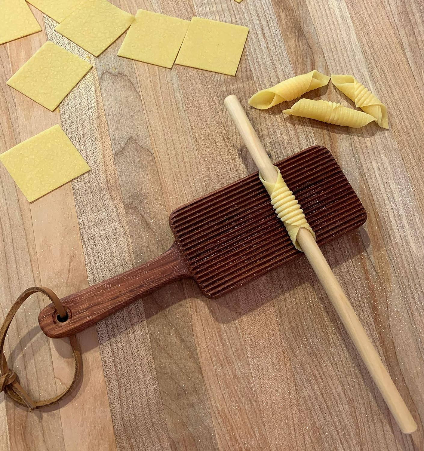 Gnocchi pasta board, garganelli pin, handmade, Jatoba wood