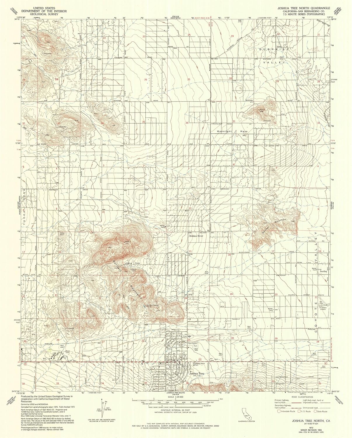 YellowMaps Joshua Tree North CA topo map, 124000 Scale, 7