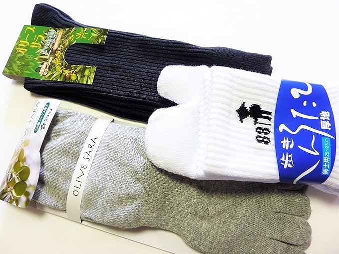 Amazon 男性用靴下ギフト 歩きへんろたび オリーブサラソックス オリーブサラ５本指ソックス 白 ブラック グレー 靴下 レッグウェア 通販