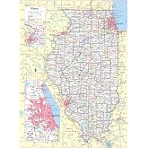 Cool Owl Maps Illinois State Wall Map Poster Large Print Rolled 24"Wx30"H (Paper)