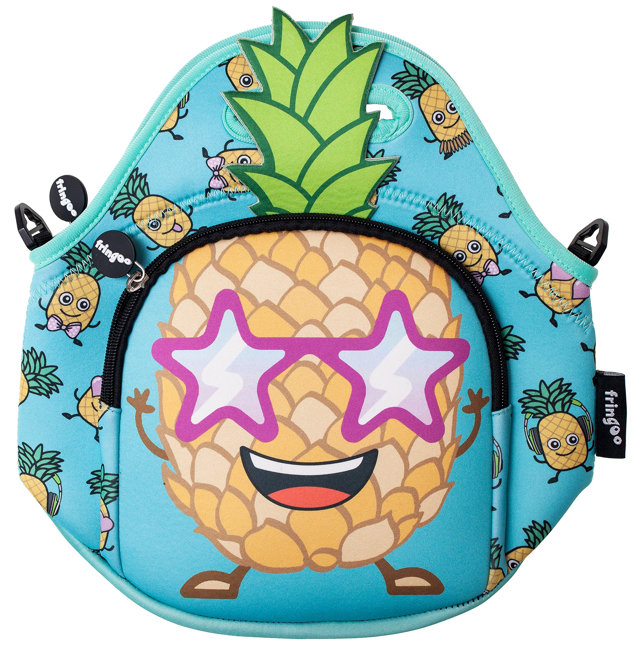 Fringoo® Kids Lunch Bag - Made from Neoprene Thermal Insulated Material - School Lunch Bag - Zipped Pocket Shoulder Strap (Pineapple)