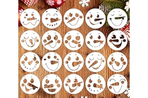 SUNVERSE 3” Snowman Face Stencils for Painting on Wood Slice, Christmas Stencils for Crafts Reusable Holiday Ornament Drawing Templates for Tiered Tray/Window/Shirts