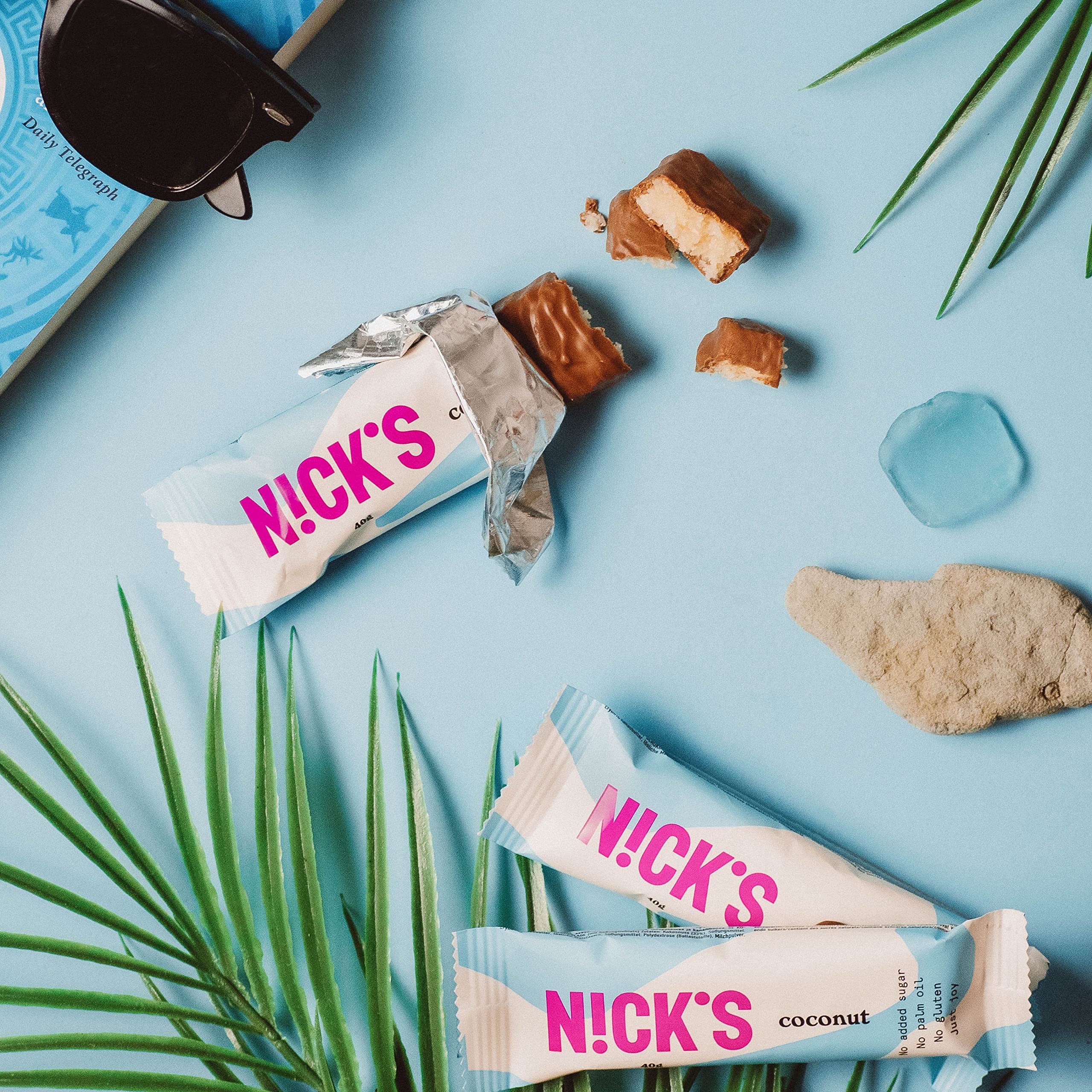 NICKS Keto Riegel Coconut, Schokolade Kokos Snacks, 175 Kalorien, 2 Net carbs, ohne Zuckerzusatz, Glutenfrei, Low carb Süssigkeiten (15x40g) 5
