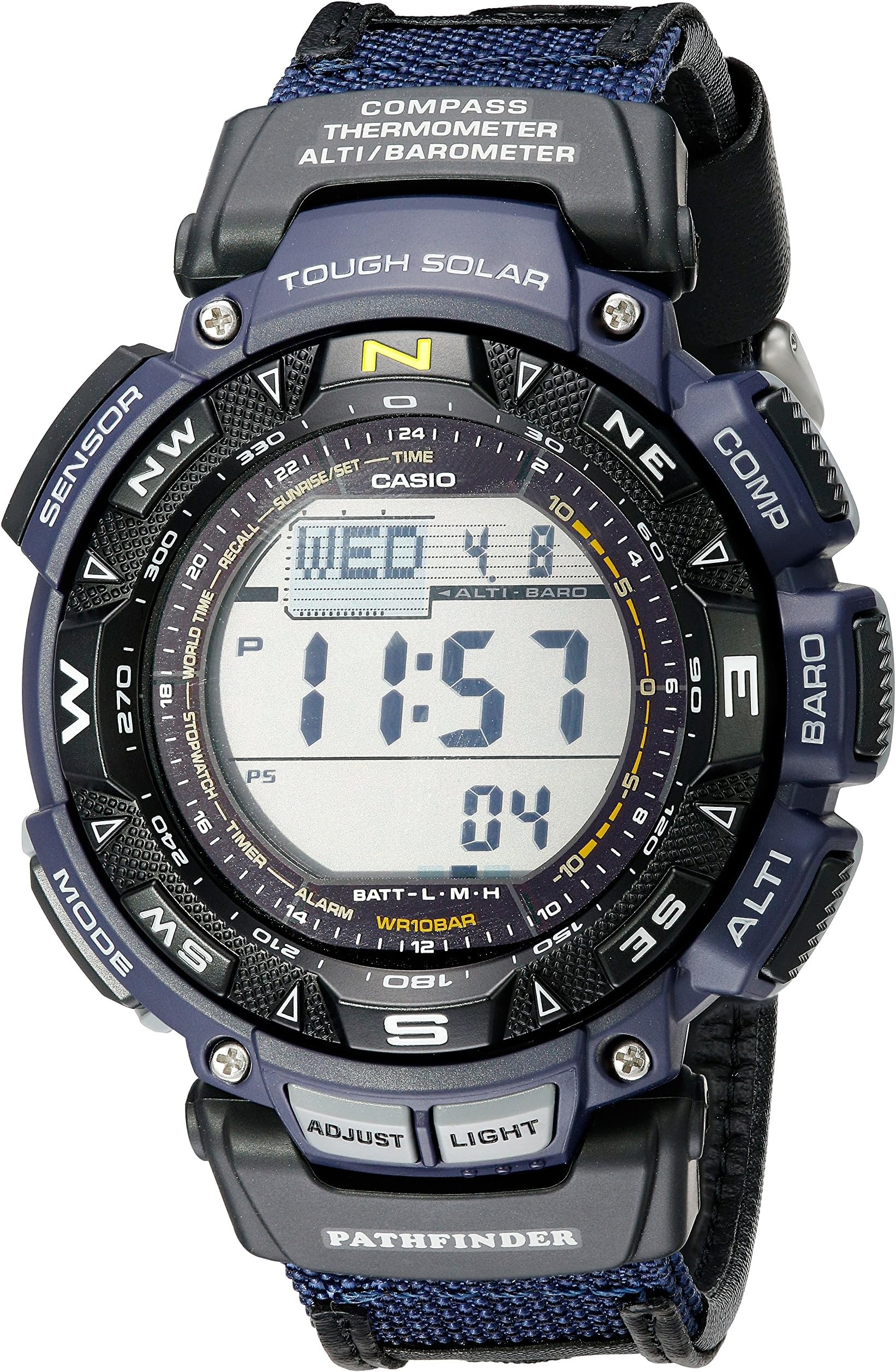 Casio Men's Pathfinder Triple Sensor Multi-Function Sport Watch Blue Nylon Strap