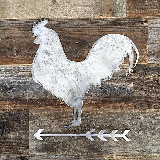 Rustico Home Gallo Y Flecha Signo Granja Metal Palabras Cocina Decoracion De La Pared Decoracion Del Hogar Granja Sign Amazon Es Hogar