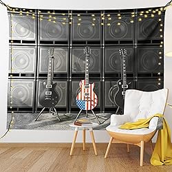 Ambesonne American Flag Tapestry, Black and Us Bass