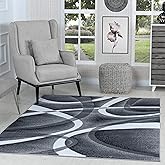 GLORY RUGS Modern Area Rug 4x6 Grey Swirls Carpet Bedroom Living Room Contemporary Dining Accent Sevilla Collection 4816A (Grey)