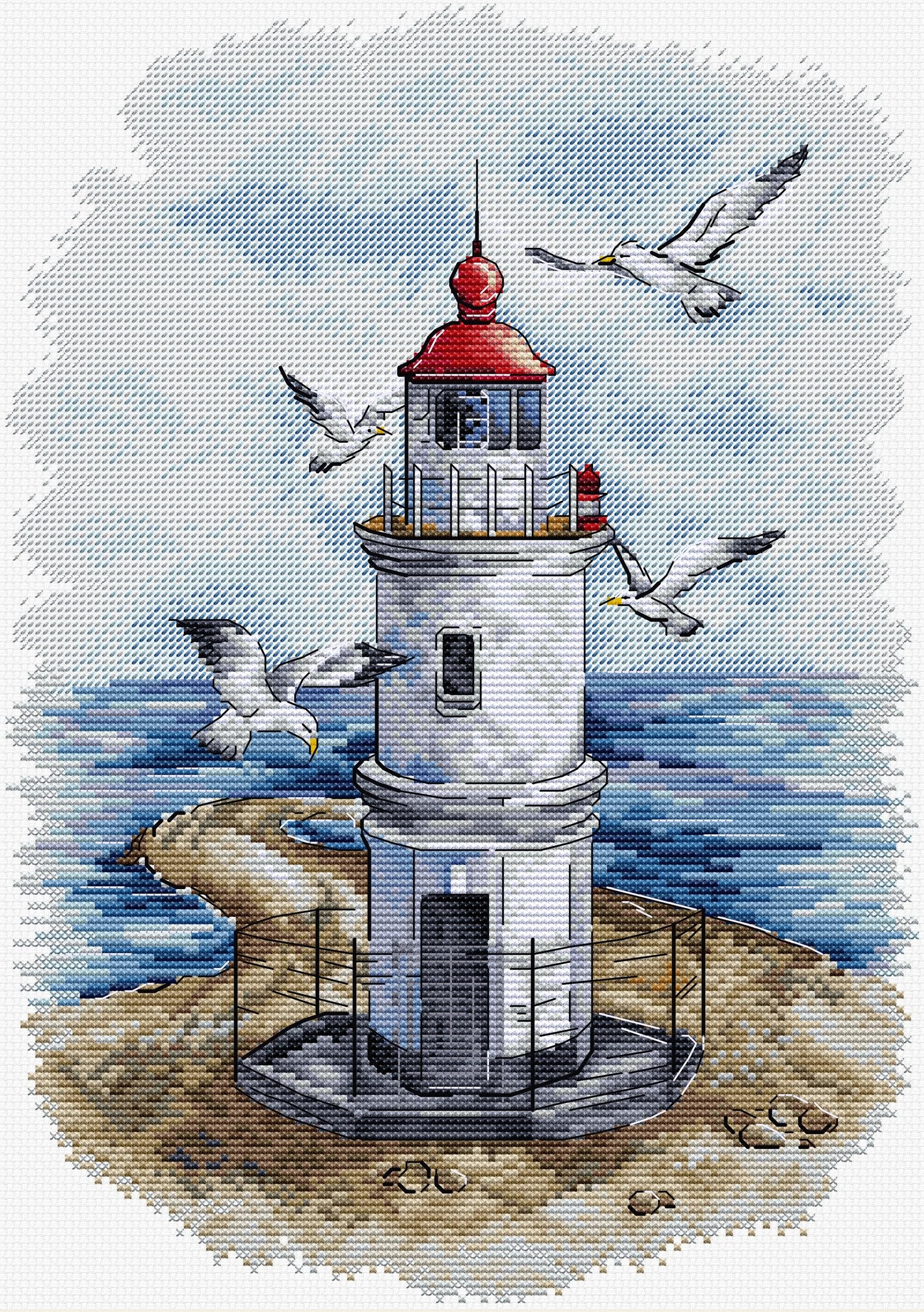 HobbyJobby Cross Stitch Kit The Lighthouse, Counted Cross Stitch Kit for Adults, Needlecraft and Embroidery Kit