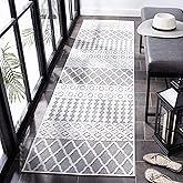 SAFAVIEH Washable Rug Outdoor Cabana Collection - 2'2" x 8' Runner, Ivory & Grey, Non-Shedding & Easy to Clean, Ideal for Pat