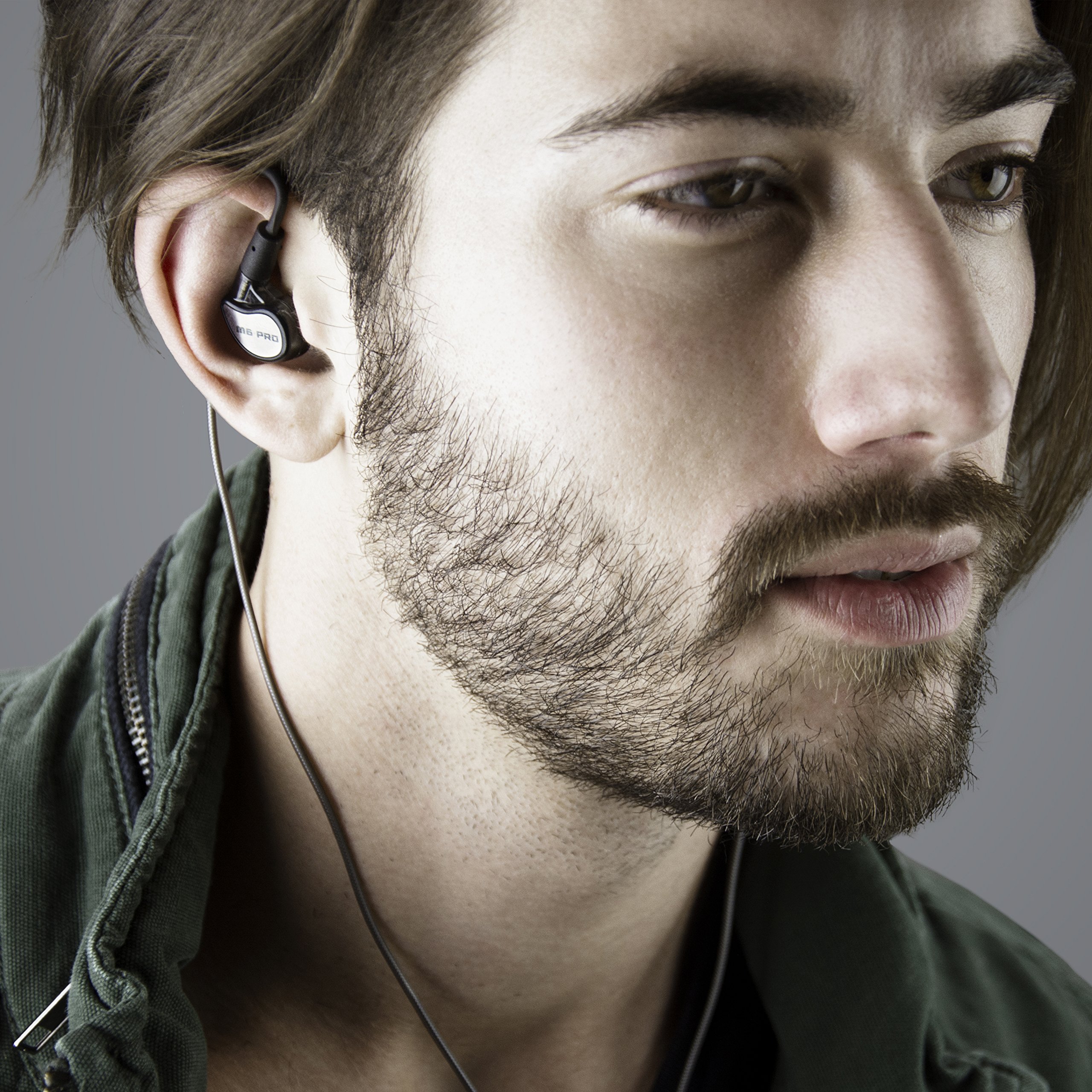 MEE audio M6 PRO 2nd generation Universal-Fit Noise-Isolating Musicians’ In-Ear Monitors with Custom-Engraved Text Metal Plates (Smoke)