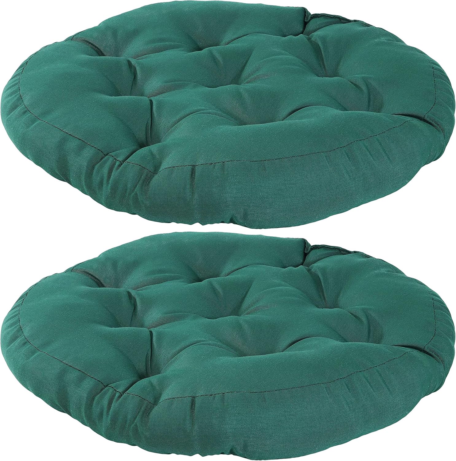 Sunnydaze Tufted Large Round Floor Cushion - Set of 2 - Unique Outdoor/Indoor Chair Cushions or Meditation Cushions - 300D Olefin with Polyester Fill - 22-Inch Diameter - Dark Green
