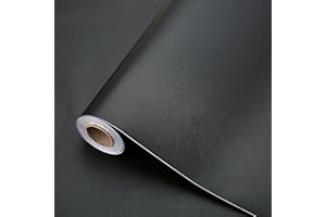 Dimcol Black Contact Paper 15.7"x118" Peel and Stick Wallpaper, Matte Black Self-Adhesive and Removable Decorative Contact Paper for Cabinets,Countertops,Shelve Wallpaper
