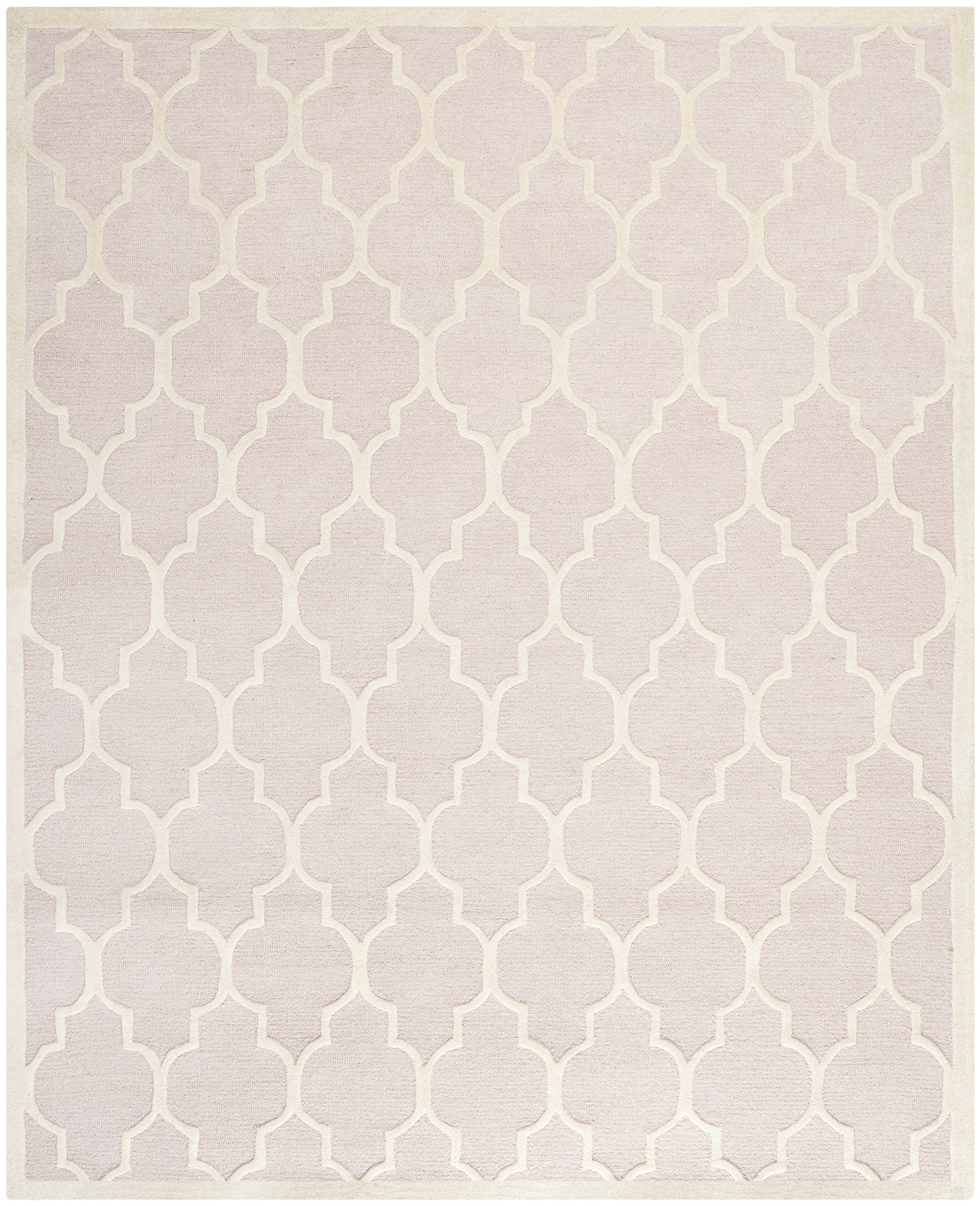 5' x 8' Safavieh Cambridge Collection CAM134M Handcrafted Moroccan Geometric Light Pink and Ivory Premium Wool Area Rug