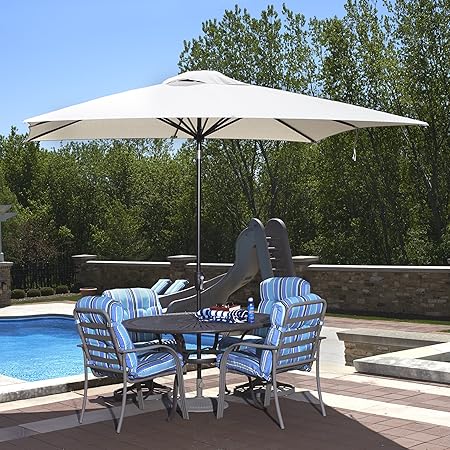 Amazon Com Island Umbrella Nu5448ch Caspian Rectangular Market Umbrella 8 Ft X 10 Ft Champagne Olefin Patio Umbrellas Garden Outdoor