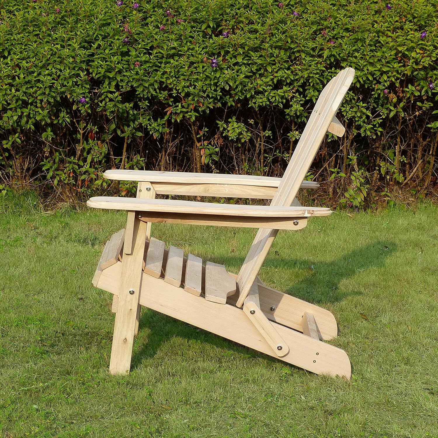 Merry Garden Foldable Wooden Adirondack Chair, Outdoor, Garden, Lawn, Deck Chair, Natural: Furniture & Decor