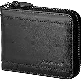 Admetus Mens RFID Blocking Wallets Zipper Leather Wallet for Men Bifold RFID Card Holder