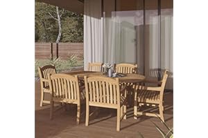 Amazonia Teak Extendable Oval Newcastle Patio Dining Set, 7-Piece, Brown