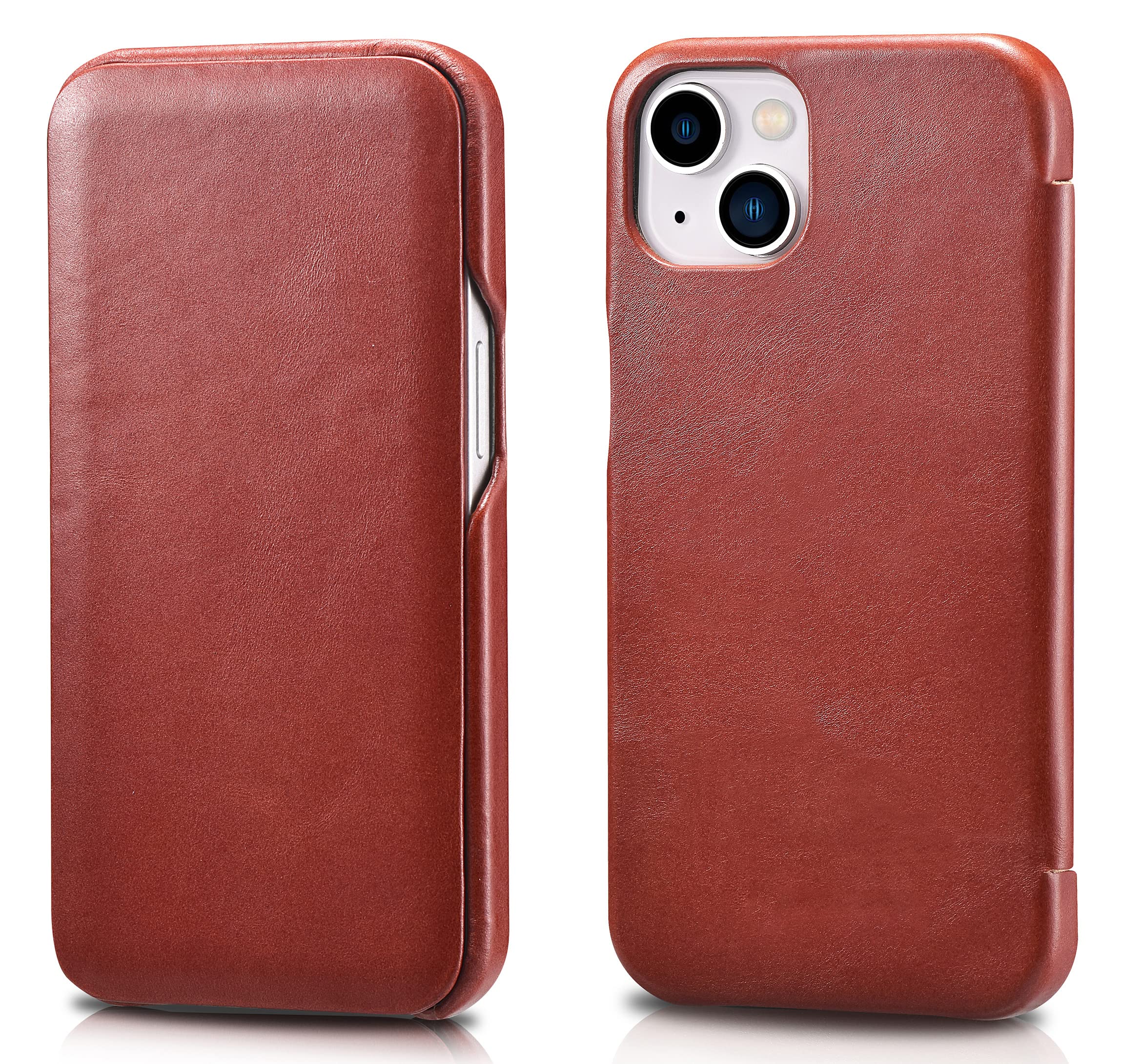 FUTLEX Leather Folio Case Compatible with iPhone 13 mini - Vintage Style Genuine Leather Flip Folio Design Cover - Built-in Magnetic Closure - Red