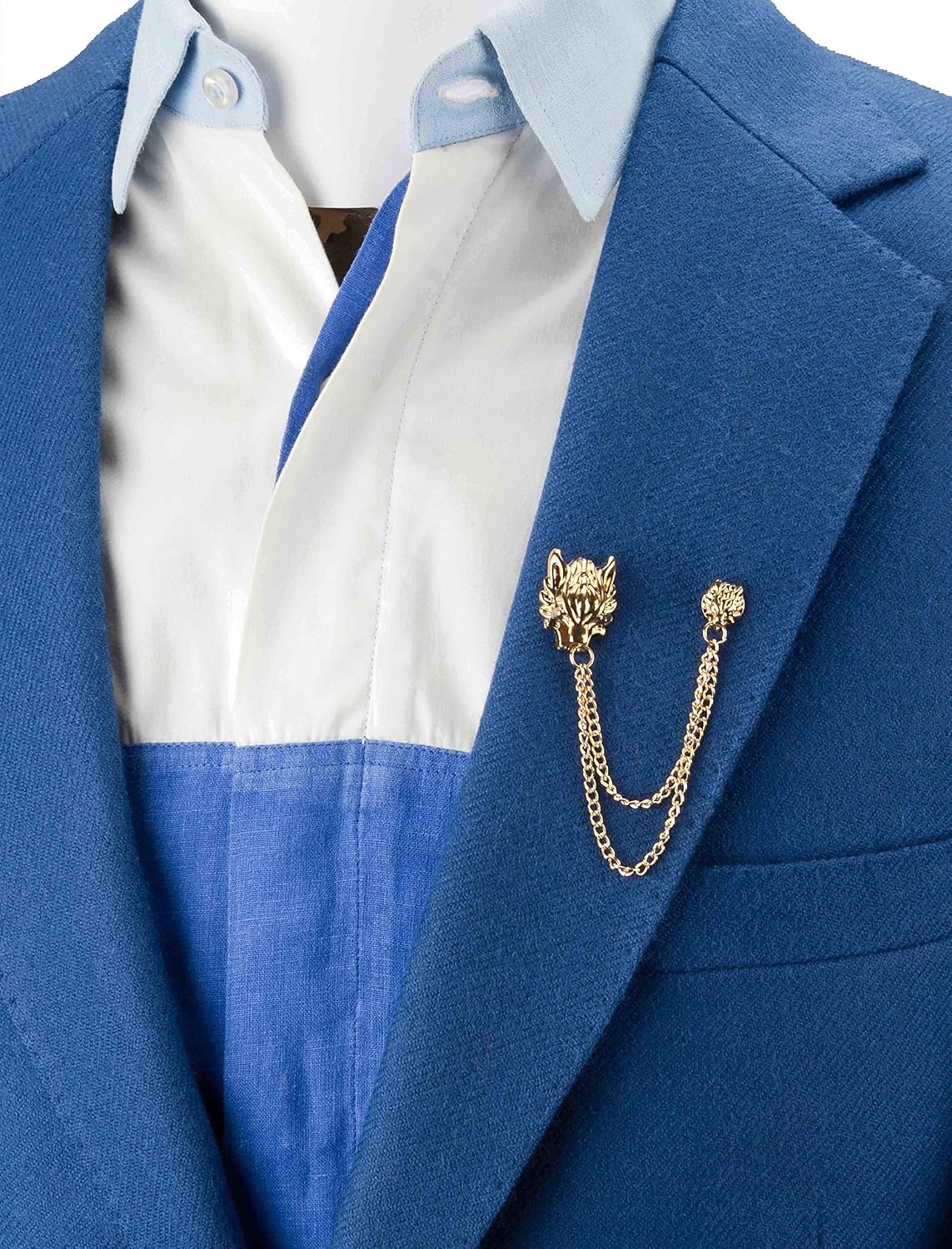 Brooch Lapel Pin for Men Dragon Head with Hanging Tassel Lapel Pin Golden Badge Coat Suit Wedding Gift Party Shirt Collar Accessories - Image 3