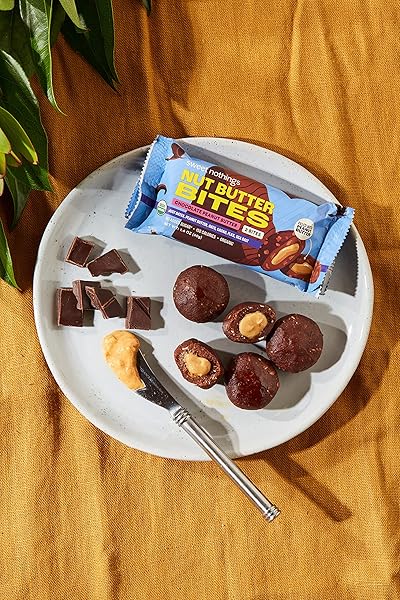 SWEET NOTHINGS, SUPERFOOD NUT BUTTER BITES ORGANIC SNACK, CHOCOLATE WITH PEANUT BUTTER, 2 BITE PACKS – NO ADDED SUGAR, PLANT BASED, VEGAN, ONLY 7 INGREDIENTS