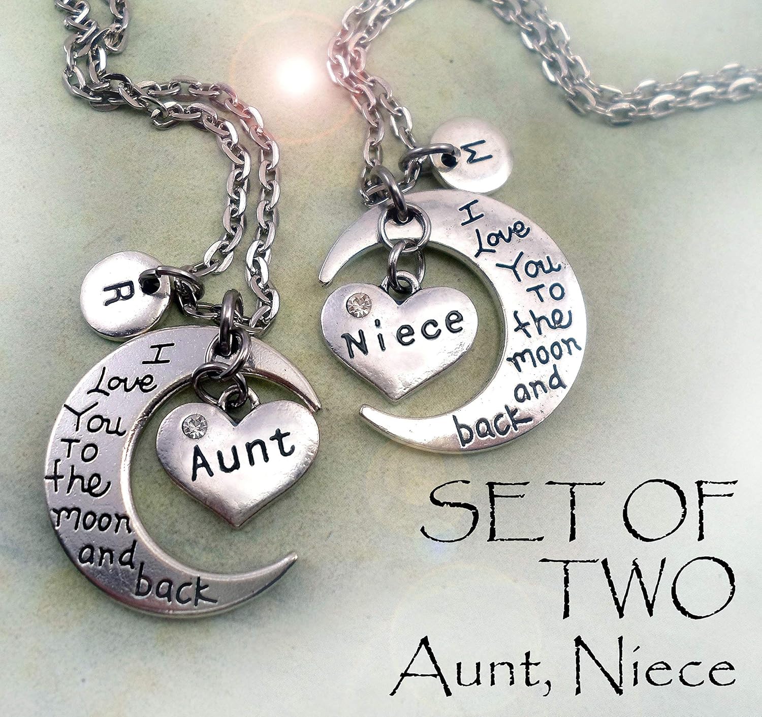 aunt and niece heart necklace