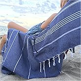 Aysesa-Sandproof Turkish Cotton Beach Towel Oversized w/Hidden-Pocket 75" Sand Free Blanket Extra Large Packable Travel Bath Towel Gift Men Women Made-in-Turkey
