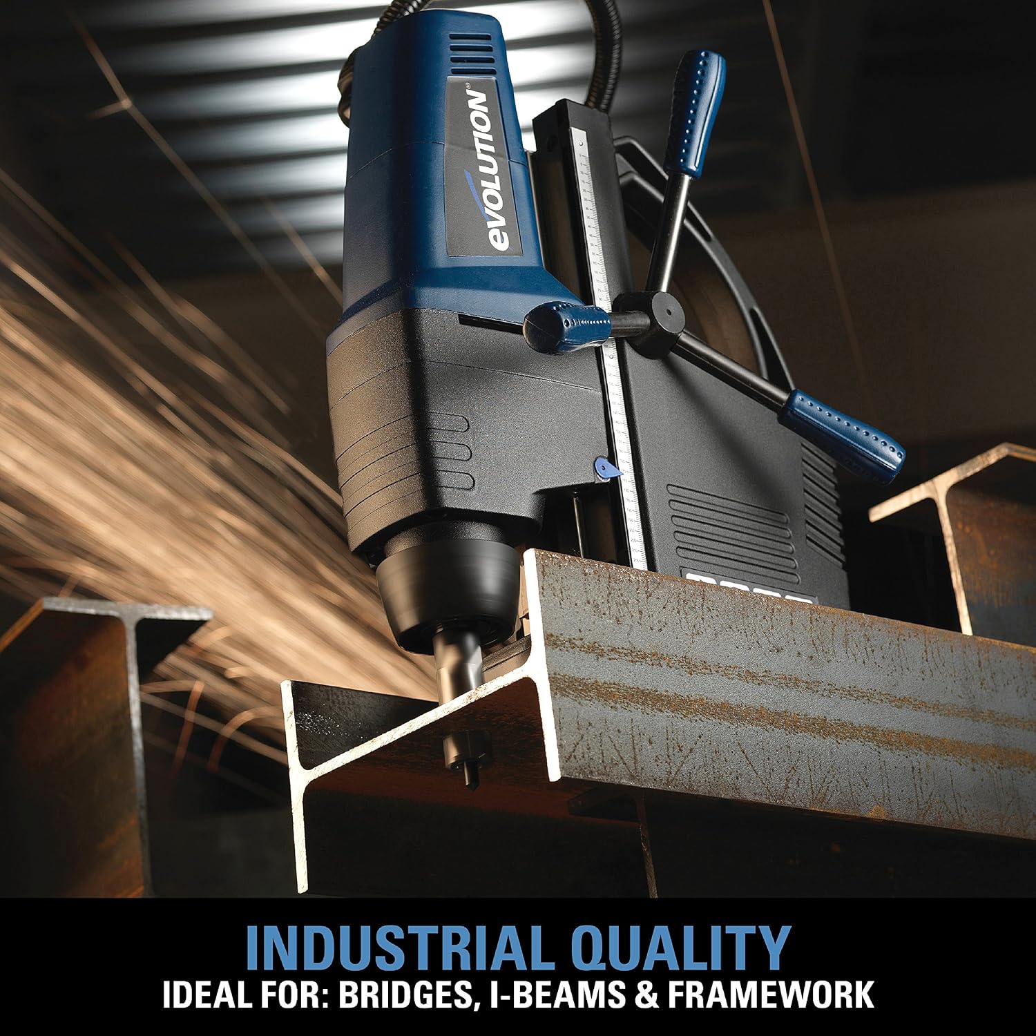 Evolution Power Tools EVOMAG42 Industrial Steel Magnetic Drill, 42 mm (110 V Industrial Plug), Blue/Black - Image 3