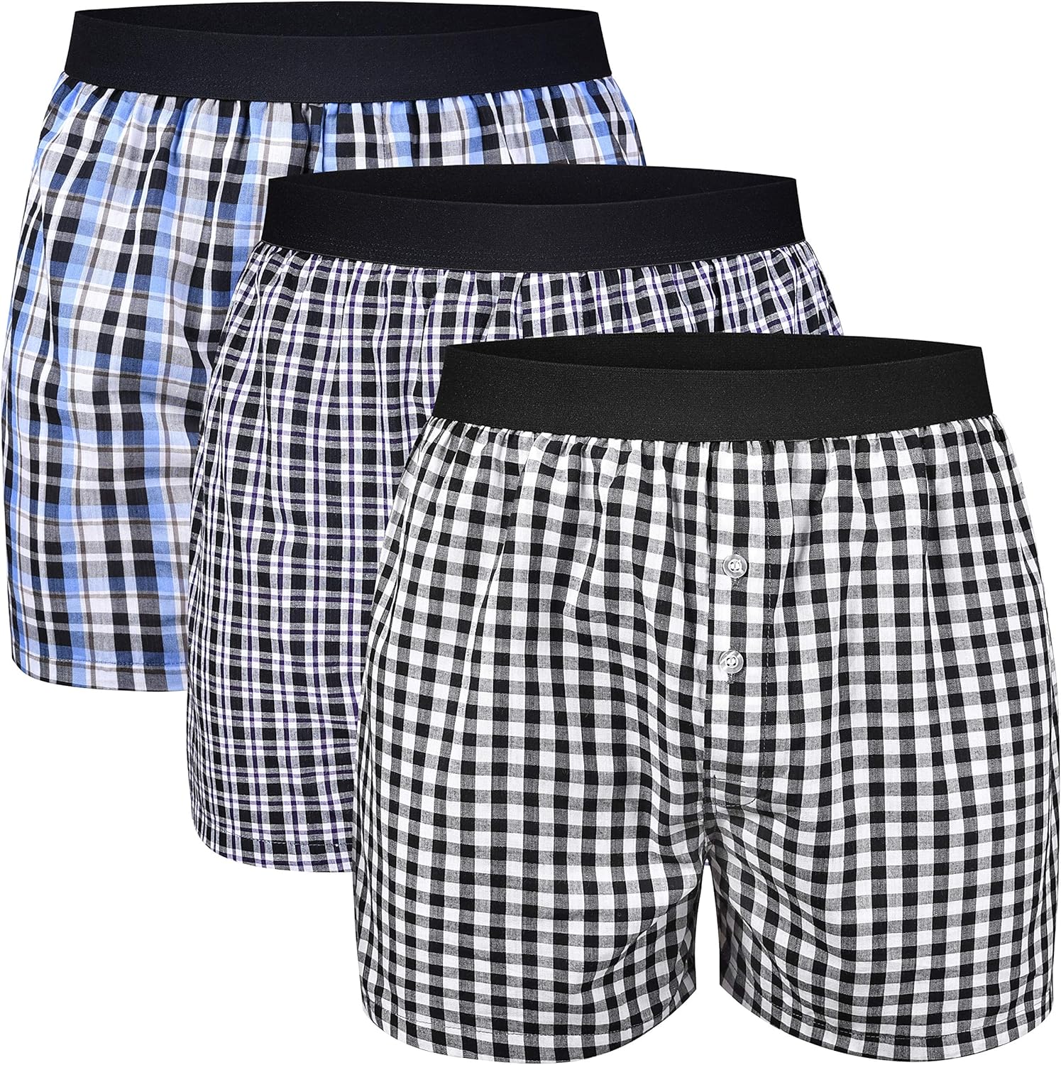 L&K 6 Pack Men’s Woven Boxer Shorts Loose Fit Boxer Underwear 100