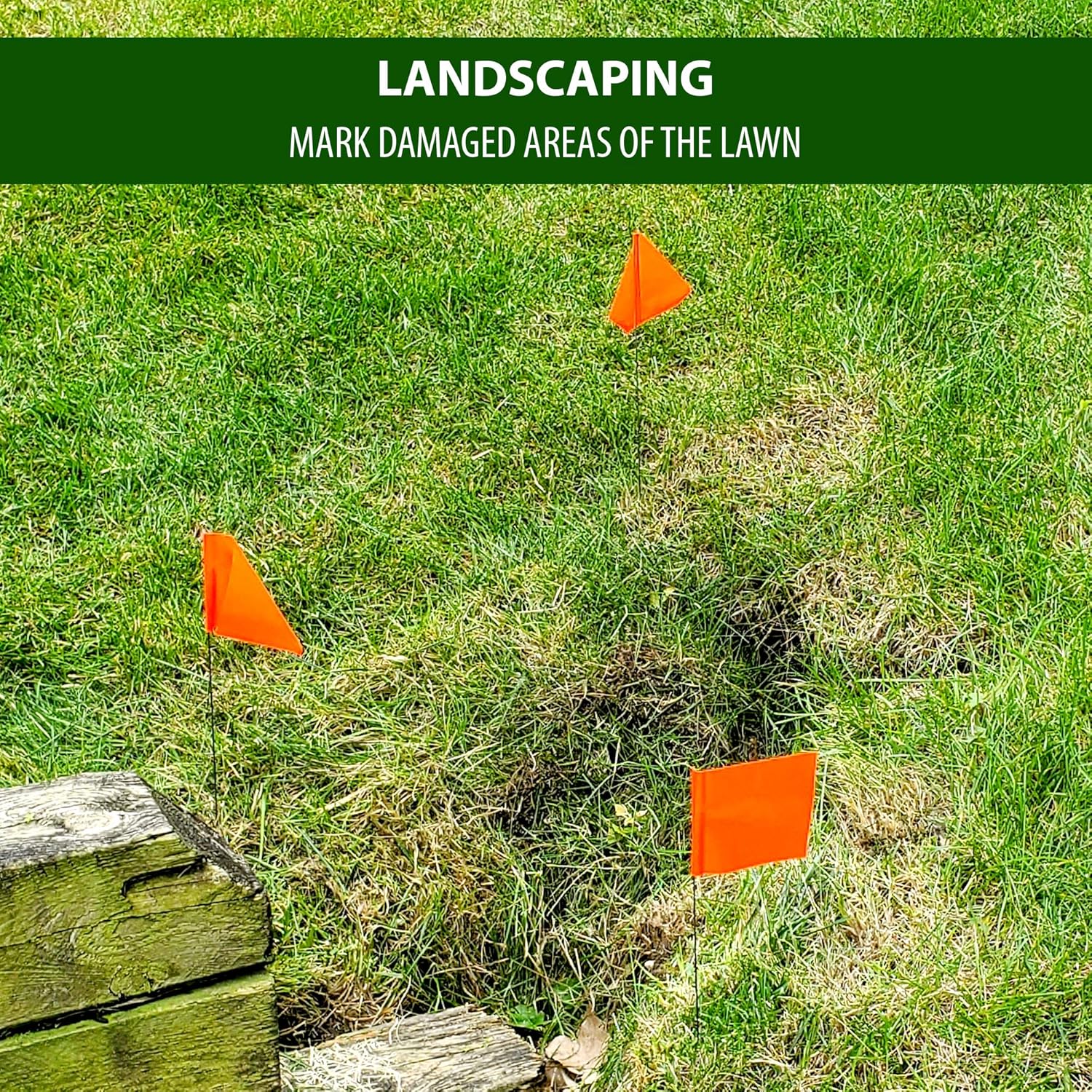 ACE Supply Marking Flags - 4 x 5-Inch Flag on 15-Inch Steel Wire - Fluorescent Orange, 100-Pack - Markers for Lawn Sprinklers, Irrigation, Property Line, Yard & Garden, Survey Stakes, Invisible Fence: Clothing