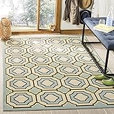 SAFAVIEH Washable Rug Outdoor Hampton Collection - 6'7" x 9'6", Light Blue & Ivory, Non-Shedding & Easy to Clean, Ideal for P