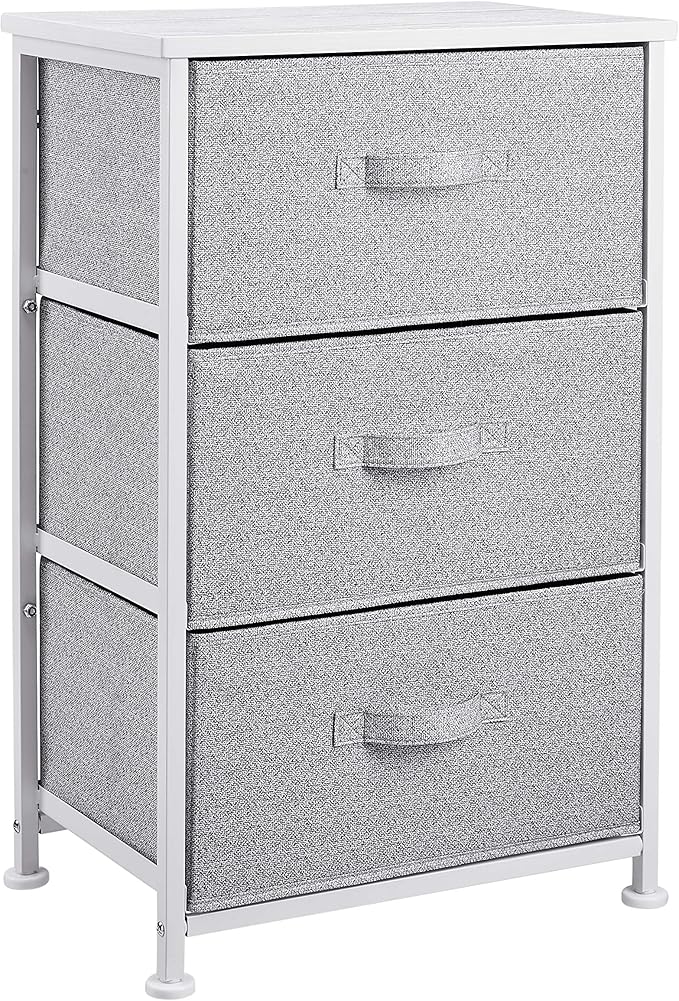 AmazonBasics Commode pour armoire 3 tiroirs en tissu blanc Amazon
