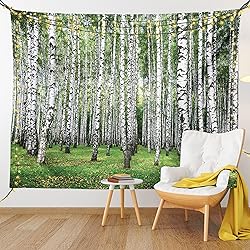 Lunarable Landscape Tapestry, Autumn Trees in Birch