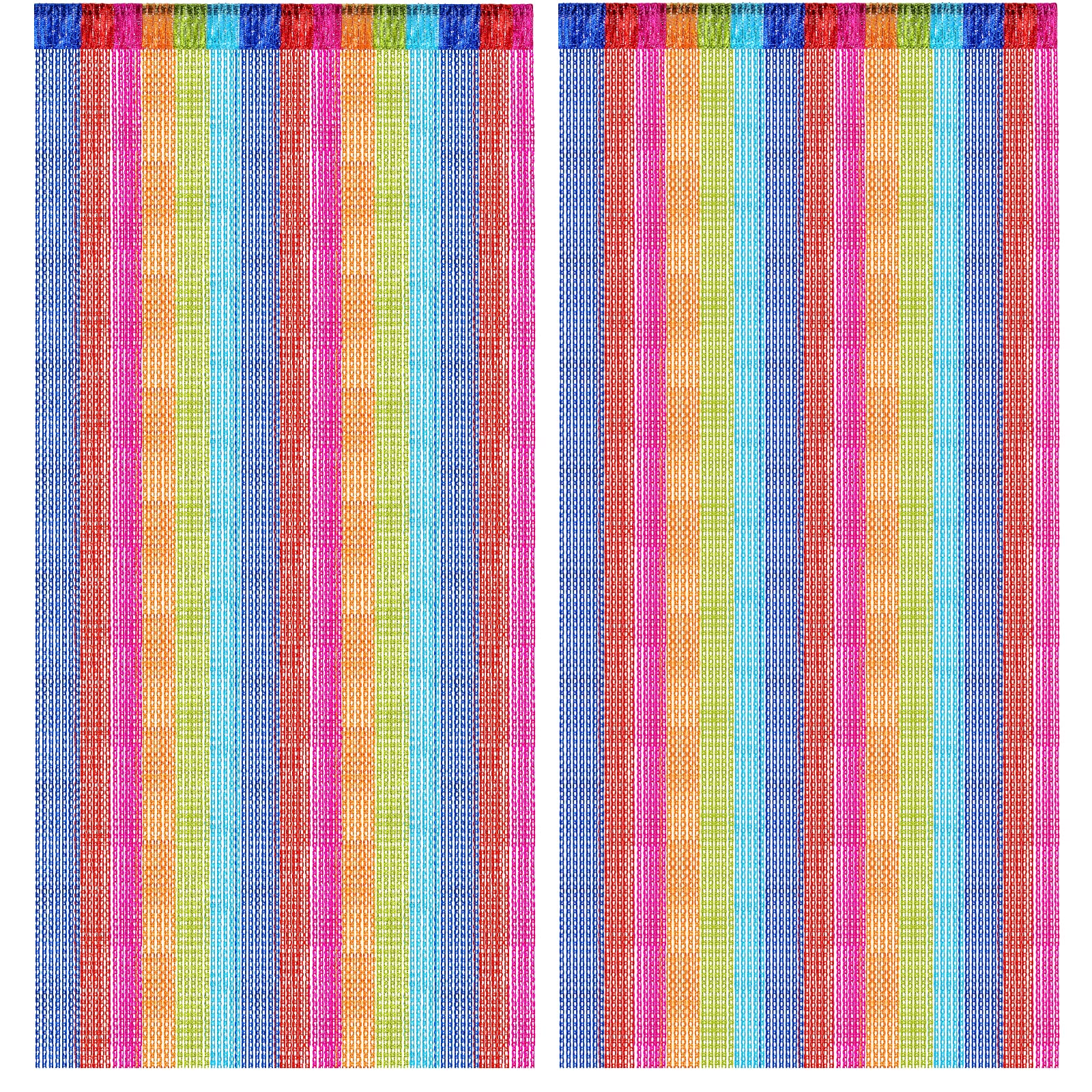 BEIMEIII Set of 2 Door Curtains with Fringes, 100 x 200 cm, Multicoloured Thread Curtain, Divider, Window Curtain for Dining Room, Bedroom, Wedding