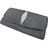 Pelgio Genuine Stingray Skin Leather Women's Trifold Clutch Wallet Purse