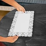 BELLE VOUS 100 Pack White Rectangle Lace Paper Doilies 36.5 x 26cm 14.37 x view 3