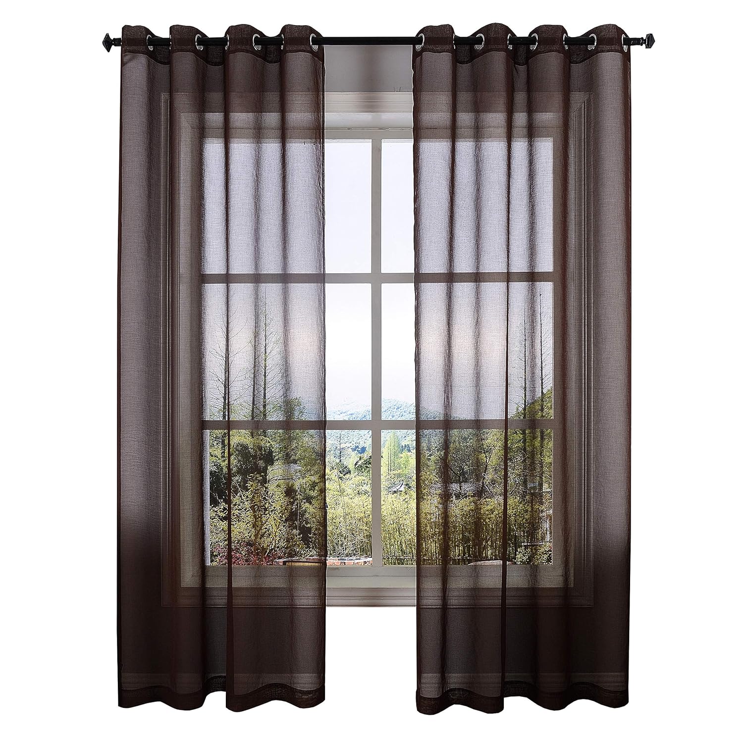 Brown Sheer Curtains With Valance