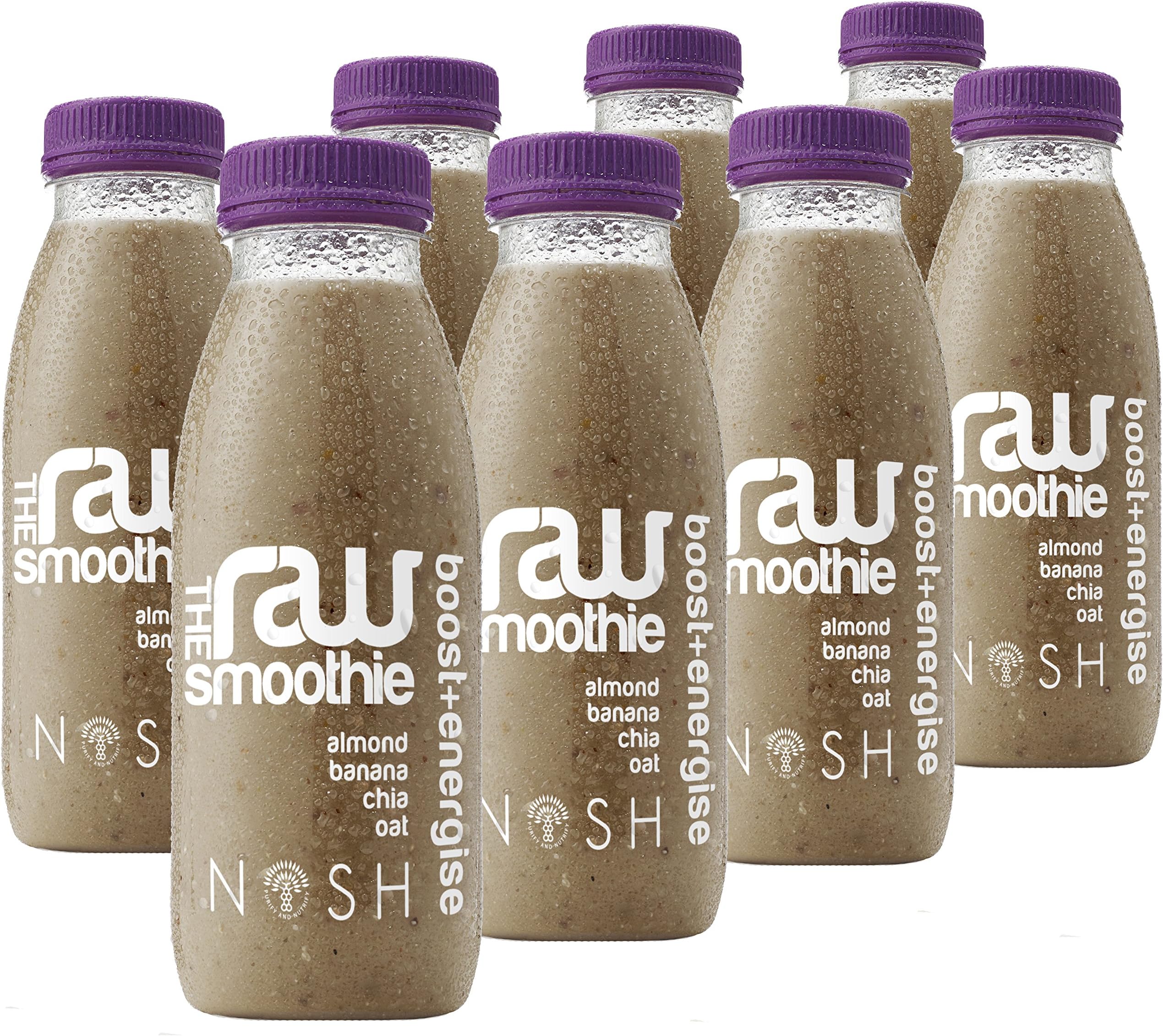 Nosh Detox ‘The Raw Smoothie’ – 8 x 250ml 'Boost & Energise' Banana, Date, Almond, Chia & Oat Sugar Free-Freshly Made…