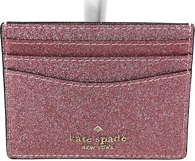 Kate Spade New York Boxed Small Slim Card Holder Lola Glitter Rose