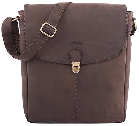 Leabags Catania Briefcase of Genuine Buffalo Leather In Vintage Look - Muskat
