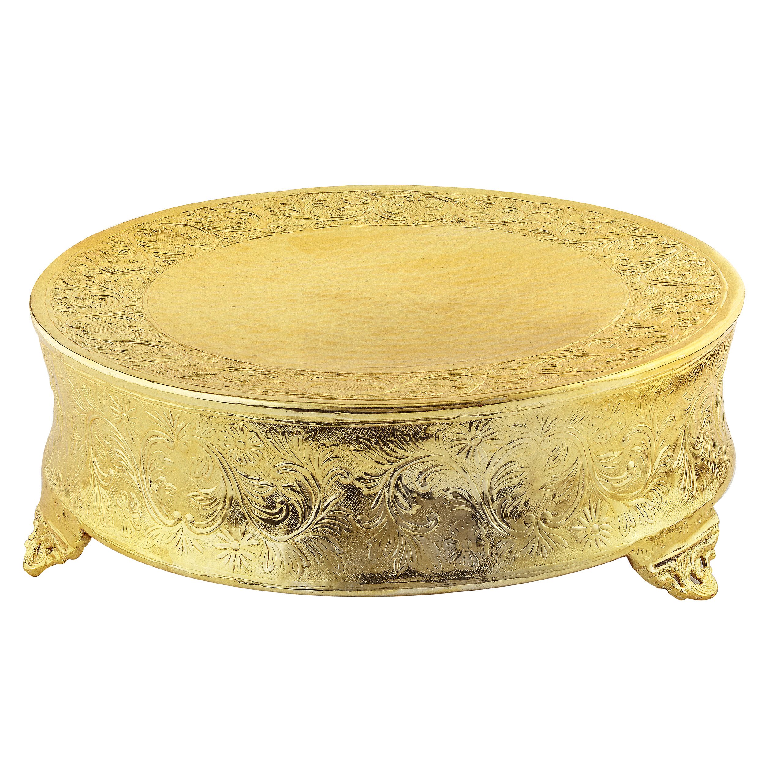 Elegance Round Ornate Wedding Cake Stand, 18", Gold