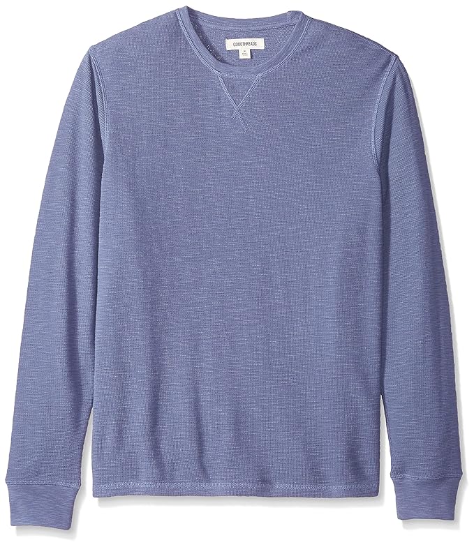 Goodthreads Herren Langärmeliger strukturierter Pullover mit rundem Ausschnitt