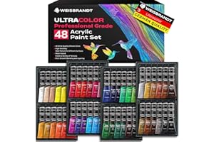 WEISBRANDT UltraColor Professional Grade Acrylic Paint Set, 48 Vibrant Colors, 0.74 oz/22ml Tubes, for Canvas, Wood, Ceramic, Fabric, Non Toxic-Fading
