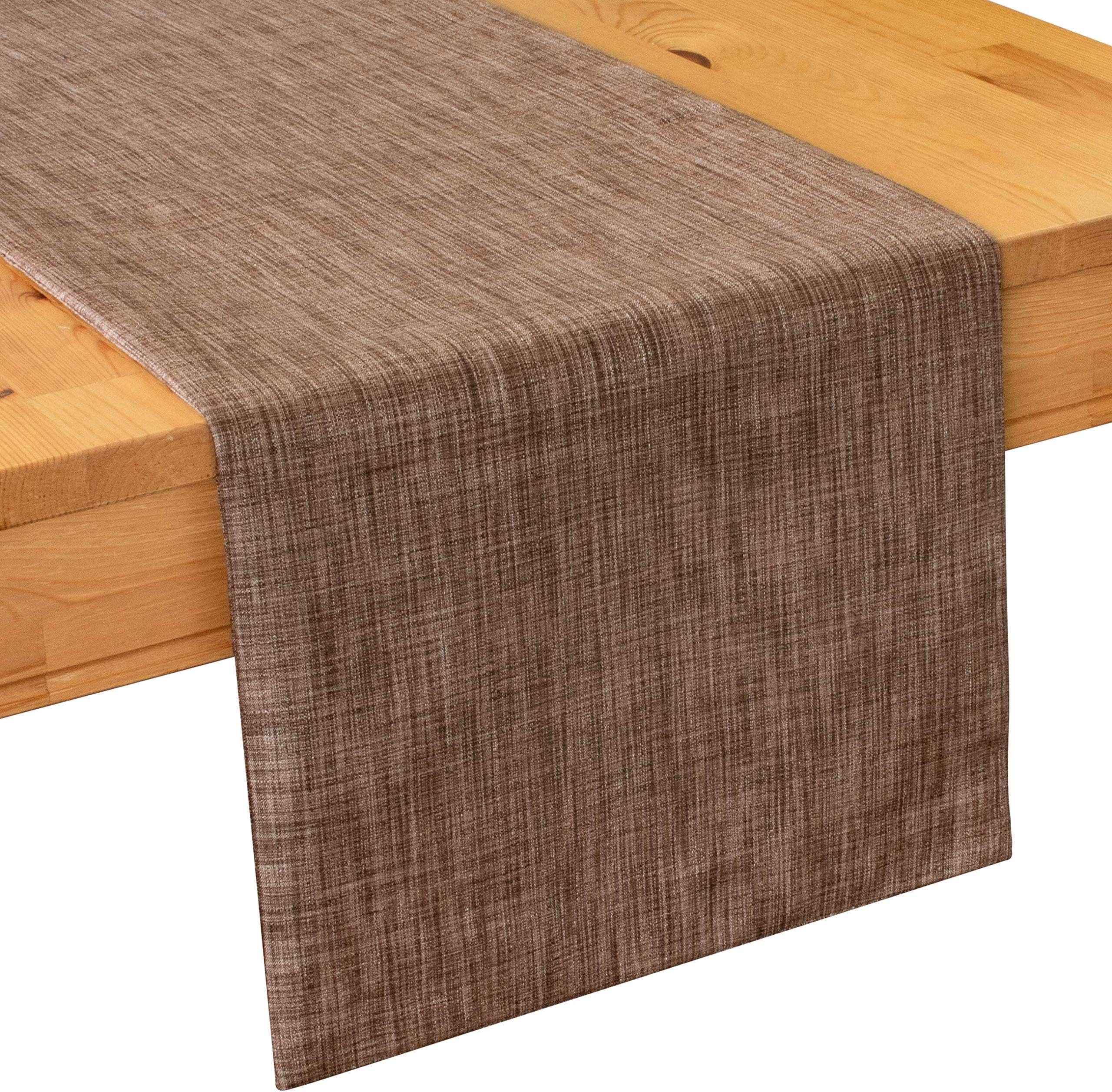 The White Petals Brown Coffee Table Runners (13x36 inch, Pack of 1) Fabric Lined | Properly Finished, No Fray Edges | for Home, Kitchen, Dining Room, Holiday, Wedding Party Décor