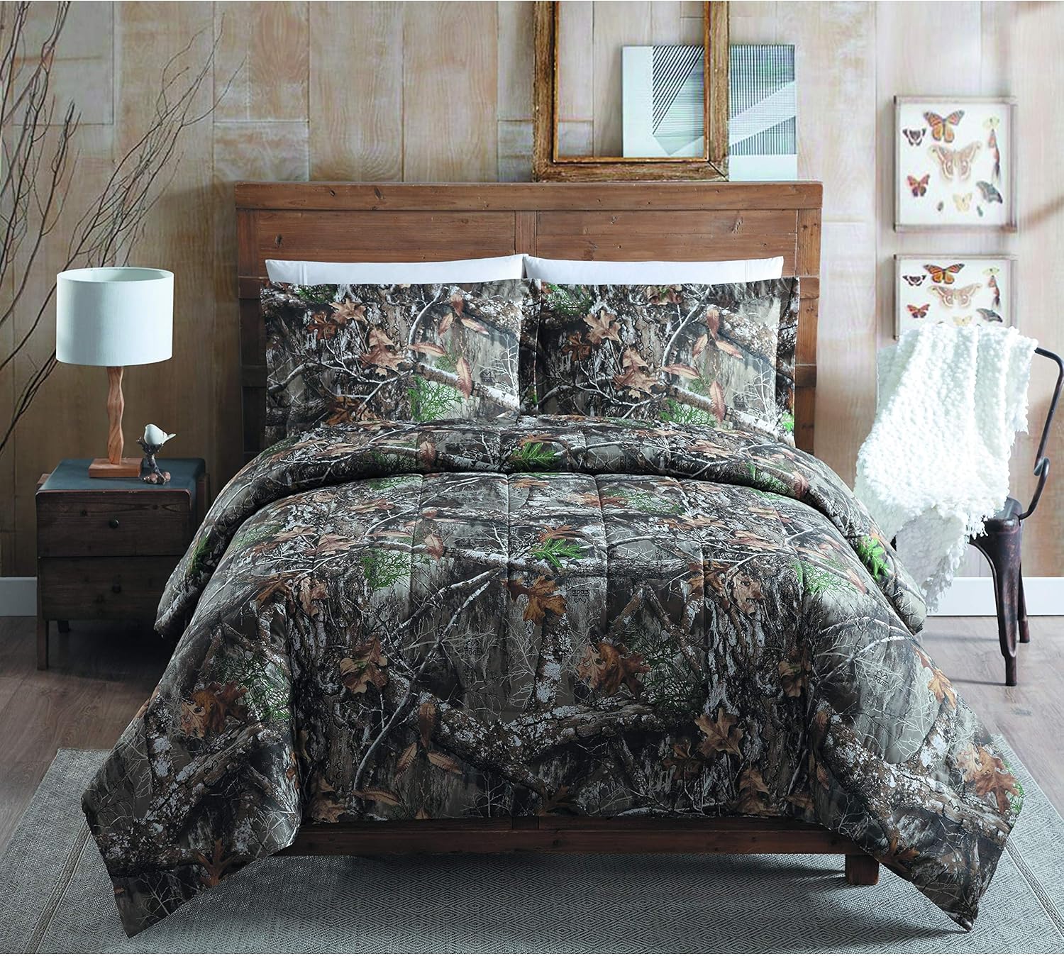 MISC Camo Hunting Comforter King Set Brown Green Realtree