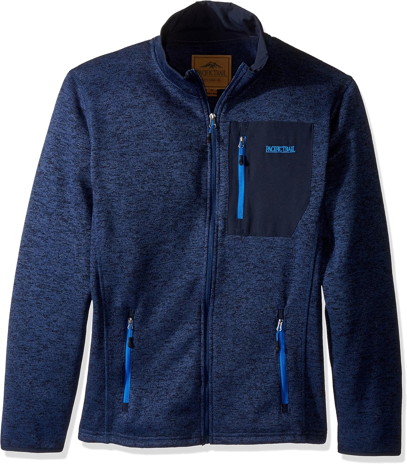 Pacific Trail Men's Sweater Fleece Jacket, Dark Navy Heather, L at