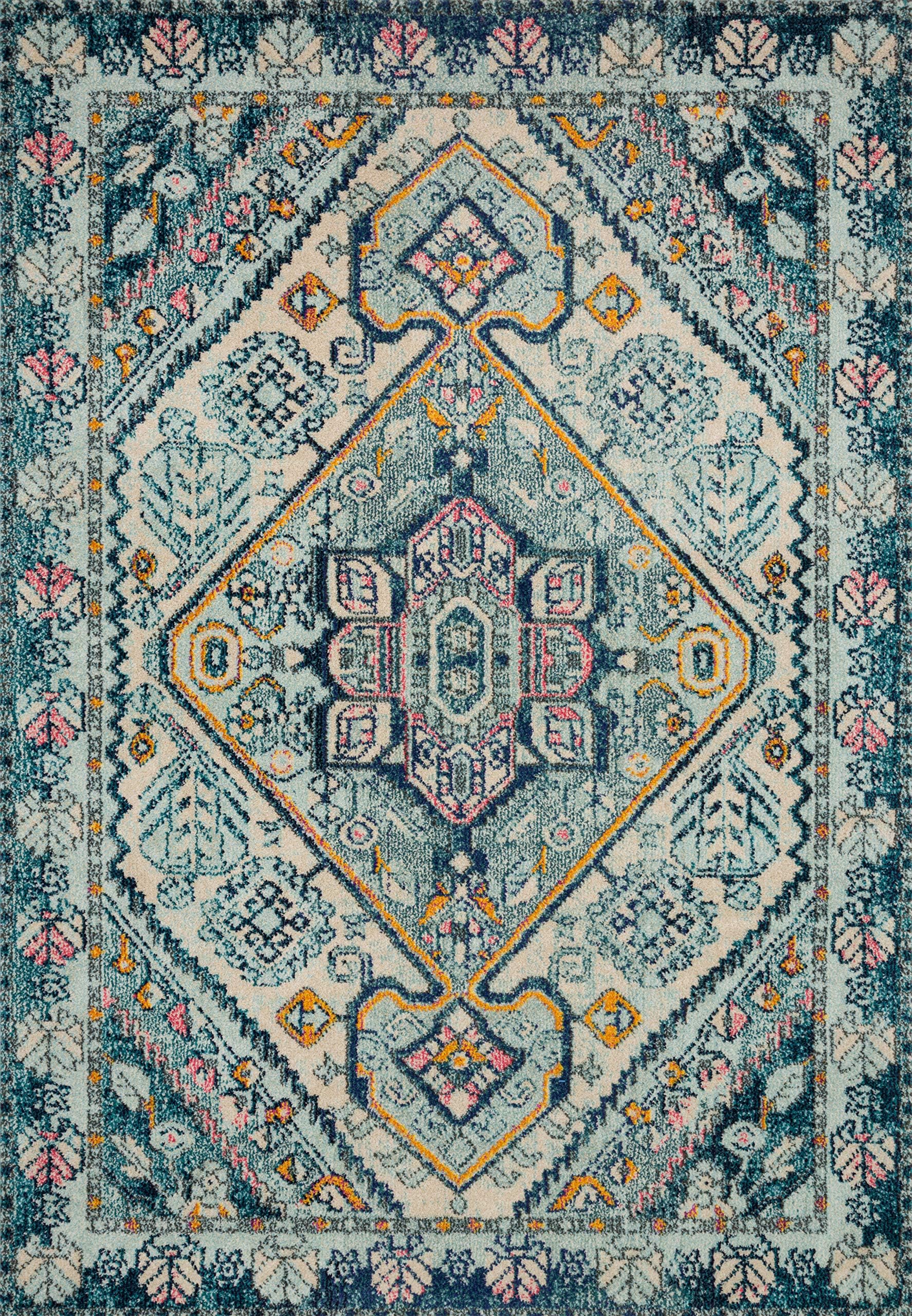 Loloi II Nadia Collection NN-03 Aqua/Navy, Transitional 5'-1" x 7'-7" Area Rug