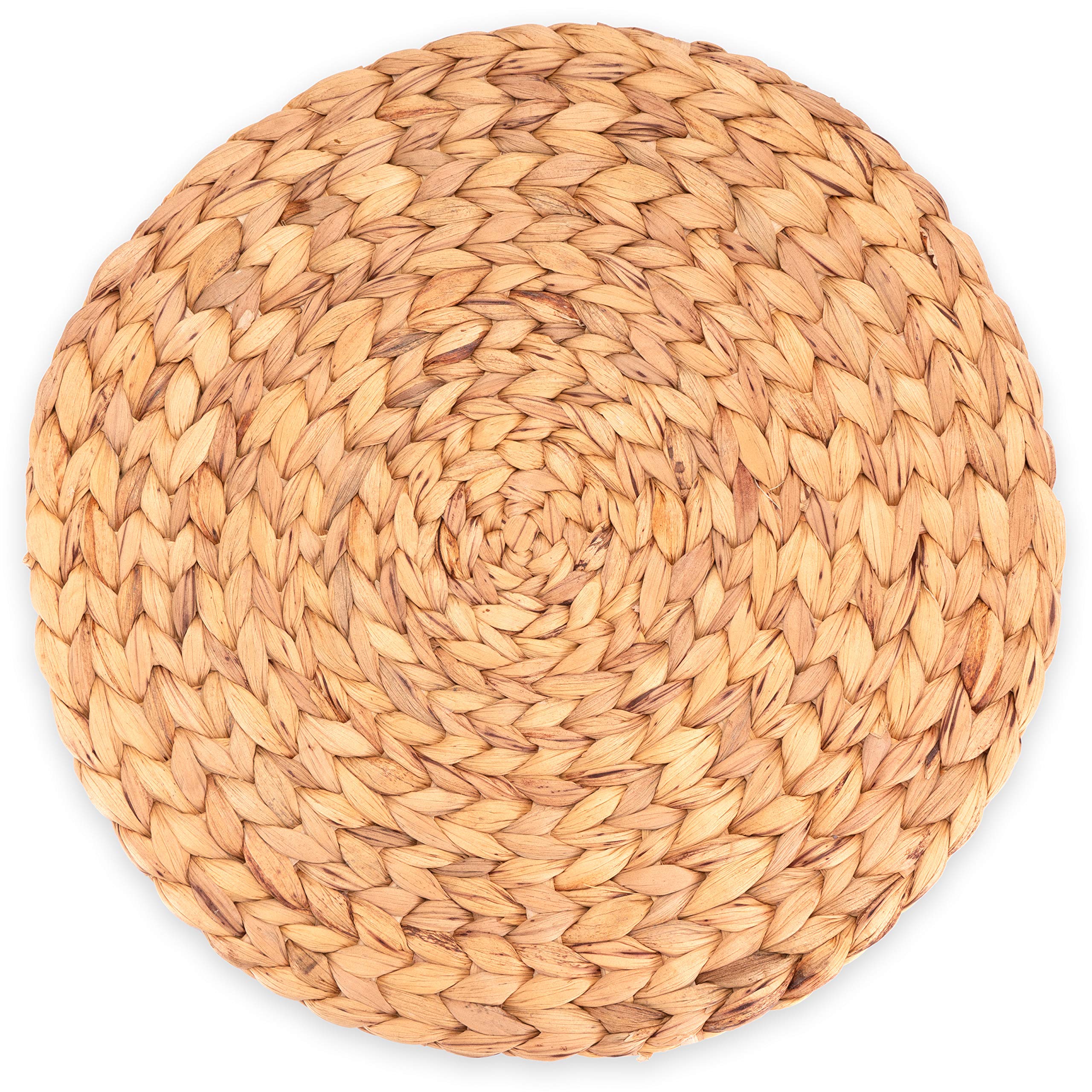 Decorasian Seaweed Water Hyacinth Placemat Set, Wipe Clean, 35 cm, Round