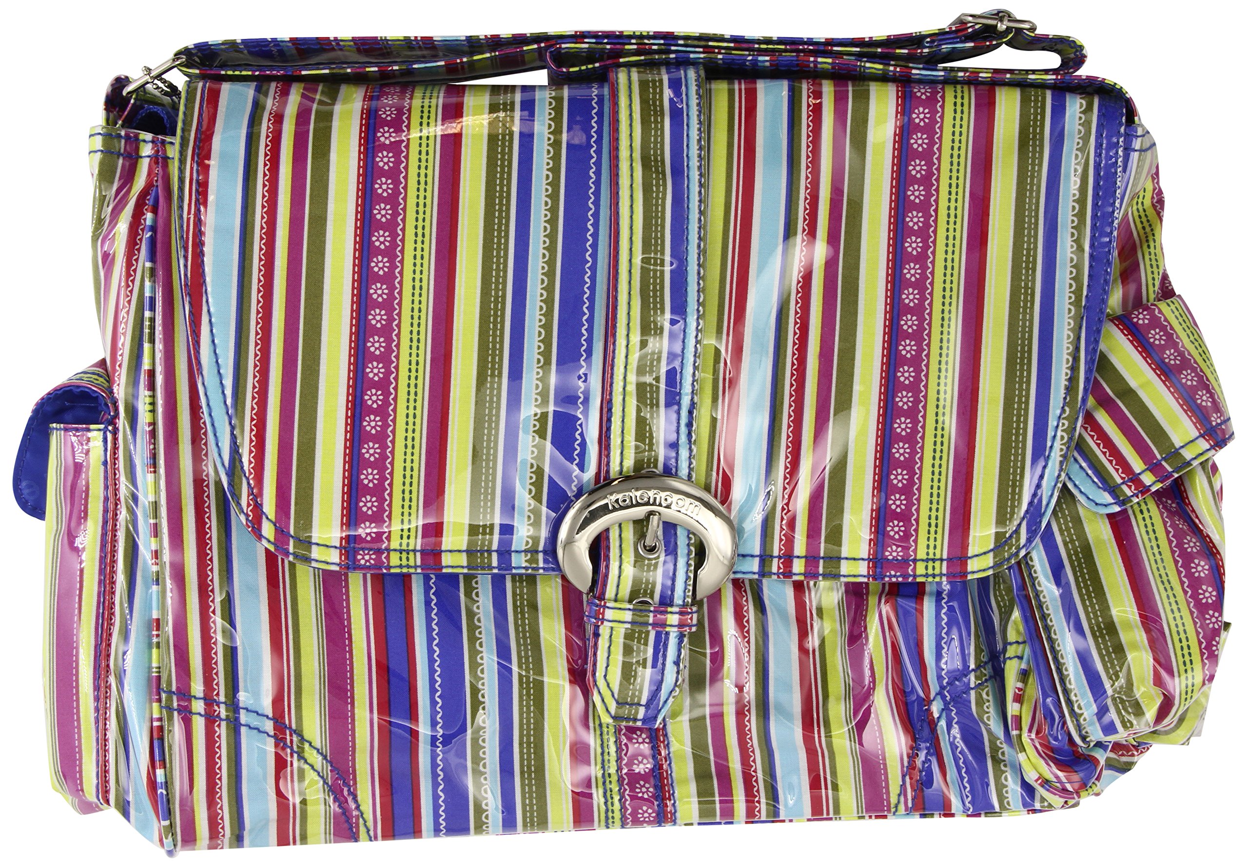 Kalencom Fashion Diaper Bag, Changing Bag, Nappy Bag, Mommy Bag, Laminated Buckle Bag (Cobalt Stripes)