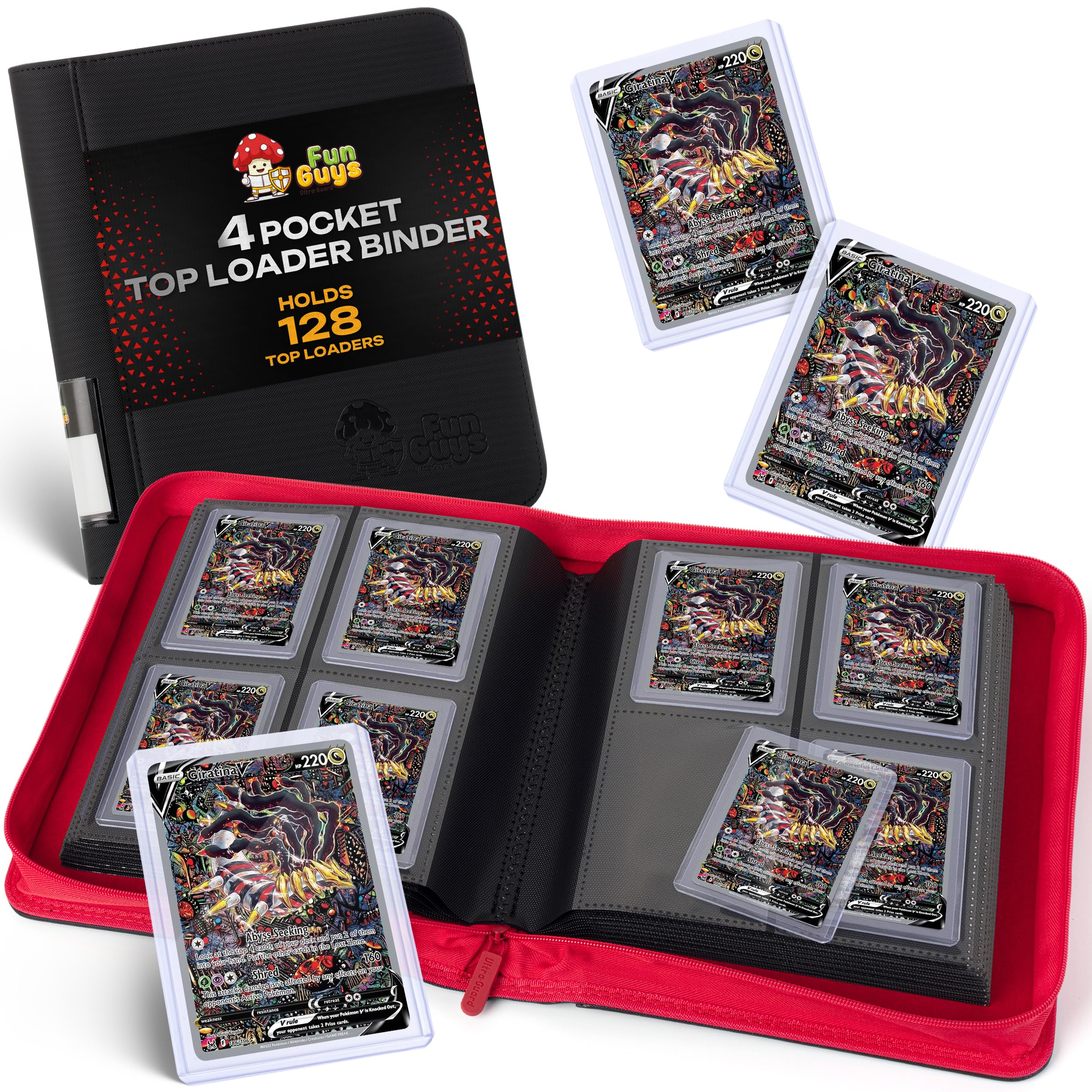 FunGuys Toploader Binder, Trading Card Binder Storage,128 4 Pocket Top Loader Pokemon Binder, Card Collection for Yugioh, MTG, TCG, Card Folders for Trading Cards — image 1